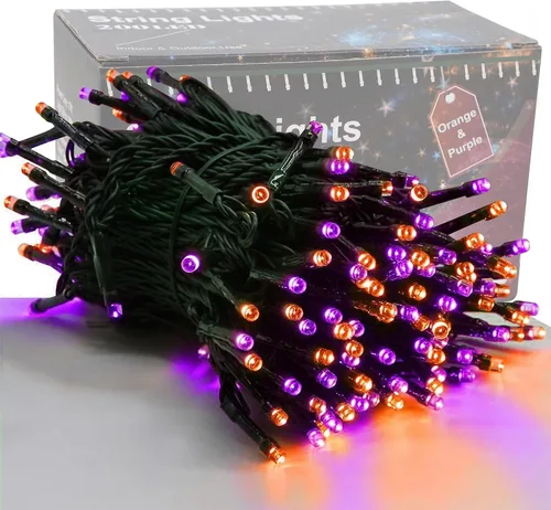 Vista 13 de Iluminación del hogar de 66 pies. Mini luces decorativas de Navidad de 200 luces LED de alambre verde, luces de hada estrellada enchufables, 8 modos