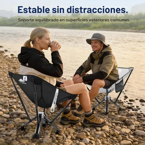Vista 5 de MTRVR - Silla plegable portátil para camping, diseño patentado de una pieza Negro