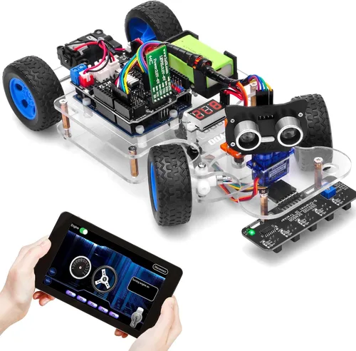 Vista 6 de OSOYOO Robot Car DIY Kit inteligente con servo dirección asistida para Arduino UNO