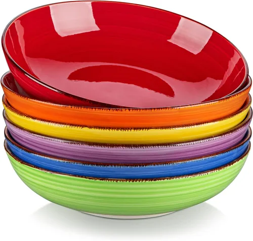 Vista 3 de vancasso Bonita Pasta Bowls Set of 6, 10.5 Inch Ceramic Dinner Plates Sets of 6