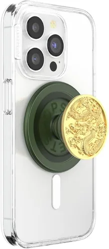 Vista 29 de PopSockets PopTop, agarre adhesivo para teléfono con parte superior intercambiable, esmalte - trébol oro rosa