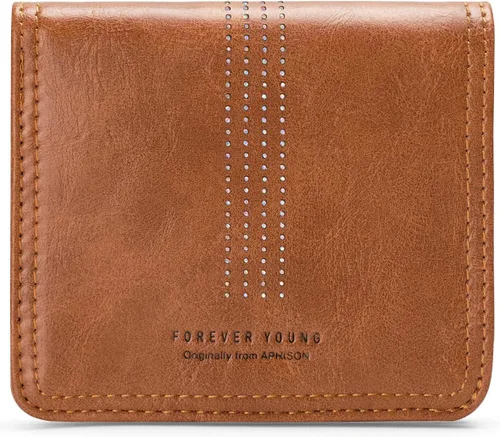 Vista 8 de APHISON Billetera para mujer, delgada y pequeña, cartera RFID para mujer, 01A125marrón2, Compacto