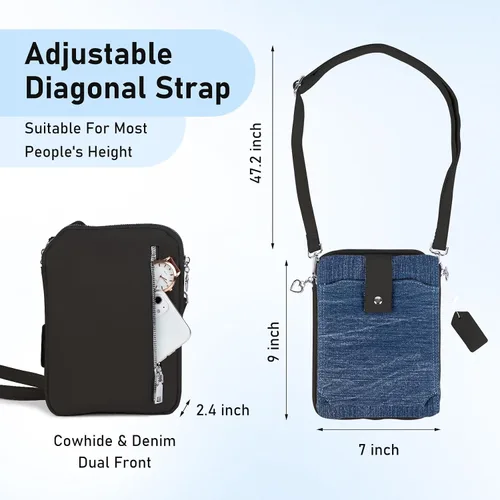 Vista 3 de LGURT Bolso de mezclilla para mujer Bolso de hombro de mezclilla