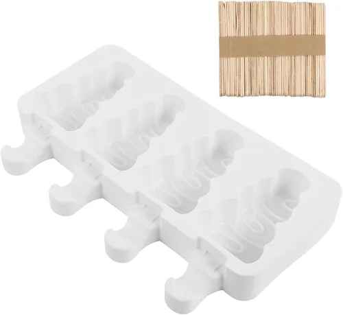 Vista 4 de Moldes para paletas de hielo para árbol de Navidad, bandejas reutilizables de 4 ranuras para paletas de hielo con moldeador de fácil liberación