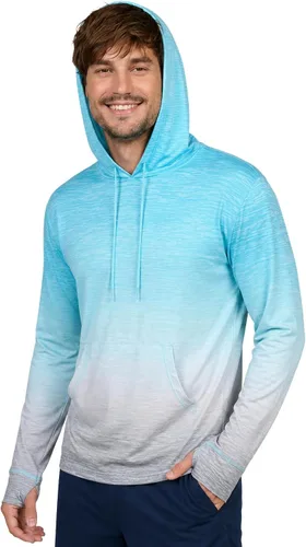 Vista 32 de INGEAR Sudadera con capucha UPF 50+ para hombre, ligera, con protección UV, de secado rápido, absorbe la humedad, con bolsillo Negro