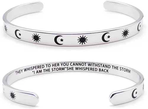 Vista 300 de Pulseras inspiradoras para mujer, joyería de acero inoxidable, con refranes, pulsera motivacional con mensaje oculto, pulseras grabadas para mejor