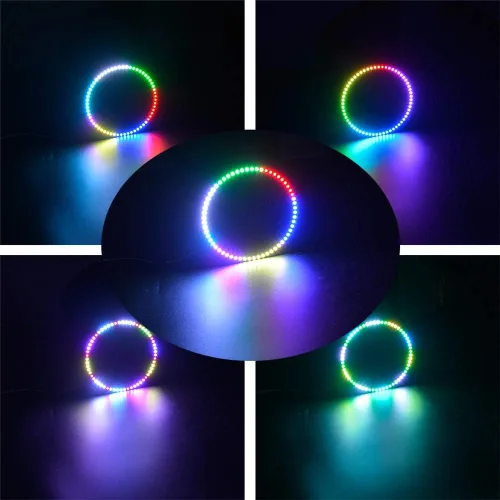 Vista 4 de 60 LEDs WS2812B 5050 RGB LED Anillo Lámpara Luz Direccionable Individual Full Dream Color DC5V con Mini Controlador