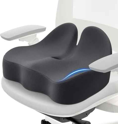 Vista 10 de Cushzone Cojín para Asiento, Cojines de Espuma de Memoria para Silla de Oficina, Diseño Ergonómico Curvo para Ciática, Coxis, Cóccix, Respaldo