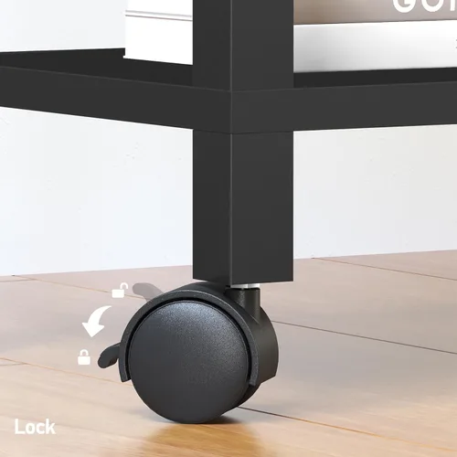 Vista 5 de TUTOTAK Soporte de impresora de 2 niveles, carrito de impresora rodante con tomas de corriente y puertos USB, mesa de impresora móvil con ruedas