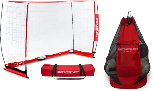 Vista 8 de PowerNet Carli Lloyd - Paquete de red portátil estilo arco y bolsa de transporte de pelota grande, configuración rápida ultra portátil, portería