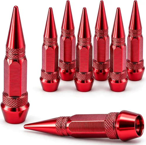 Vista 12 de 4 piezas de tapas de válvula de neumático con estilo púas, cubiertas de válvula de neumático universales de aleación de aluminio a prueba de polvo