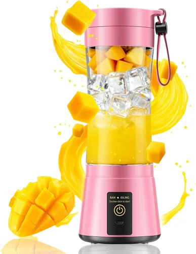 Vista 11 de Licuadora portátil inalámbrica de tamaño personal – Licuadora sin BAP para hacer batidos y batidos, taza de jugo de 12 onzas con 6 cuchillas, se
