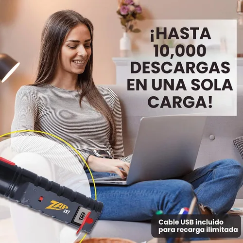 Vista 7 de Zap It Bug Zapper - Raqueta mata mosquitos recargable de 4000 voltios, cable de carga USB, Paquete de 2