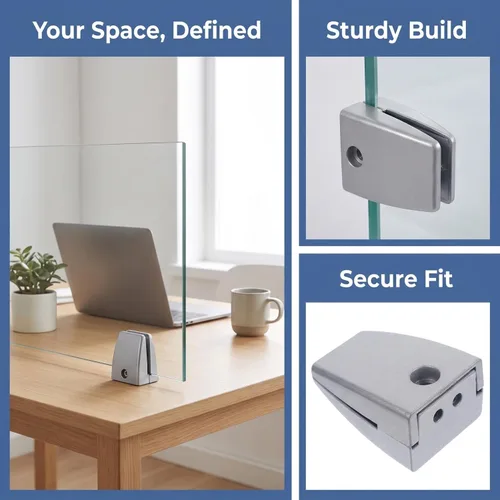 Vista 6 de STOBOK Soportes de clip de abrazadera de divisor de escritorio, paquete de 4 accesorios de partición de aleación de aluminio