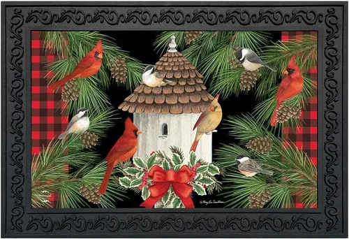 Vista 11 de Briarwood Lane - Felpudo de pájaros del invierno con cardenales