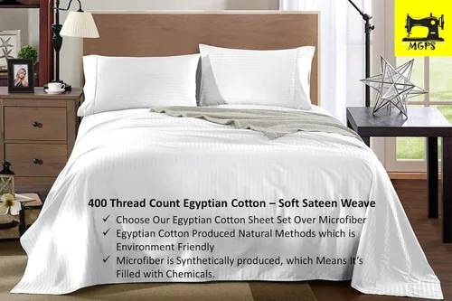 Vista 8 de True Luxury Twin Sheets, 100% Egyptian Cotton 400-Thread-Count Bed Sheets, 4-PC Sheet Set, Single Ply Long-Staple Yarns, Sateen Weave, Fits Mattress