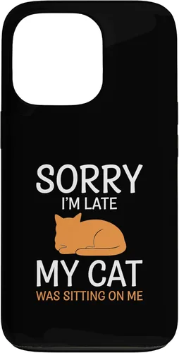 Vista 10 de Cat Funny Sorry I'm Late, My Cat was Sitting On Me Case for iPhone 16