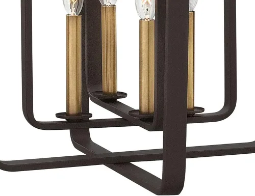 Vista 3 de Candelabro de marco abierto mediano de 4 luces en estilo moderno e industrial de mediados de siglo, 17 pulgadas de ancho por 19.75 pulgadas, acabado