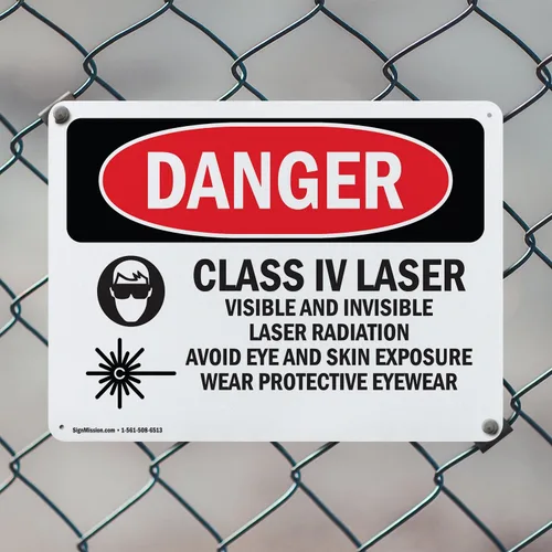 Vista 5 de (2 unidades) Señal de peligro OSHA visible e invisible con láser de clase iv