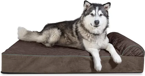 Vista 58 de Furhaven Cama de espuma viscoelástica para perros grandes con refuerzos extraíbles y funda lavable, para perros de hasta 95 libras - Sofá de Gris