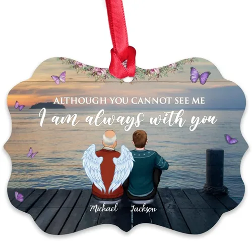 Vista 27 de Gossby Adorno conmemorativo de Navidad personalizado – Pérdida de padre estoy siempre contigo (padre, hija) personalizado para decoración de árbol