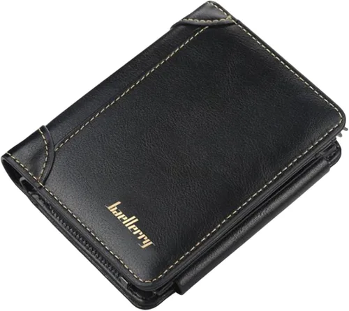 Vista 2 de Essencedelight - Cartera para hombre de piel sintética delgada tarjetero de crédito bolsillo con cremallera monedero casual para hombre regalo corto