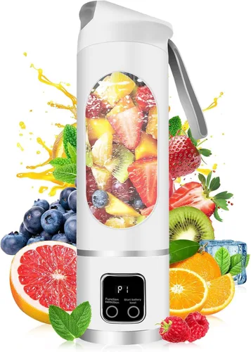 Vista 11 de Licuadora portátil de 16 oz/16.9 fl oz para jugos y batidos con 12 cuchillas de acero inoxidable Recargable por USB y control de múltiples Verde