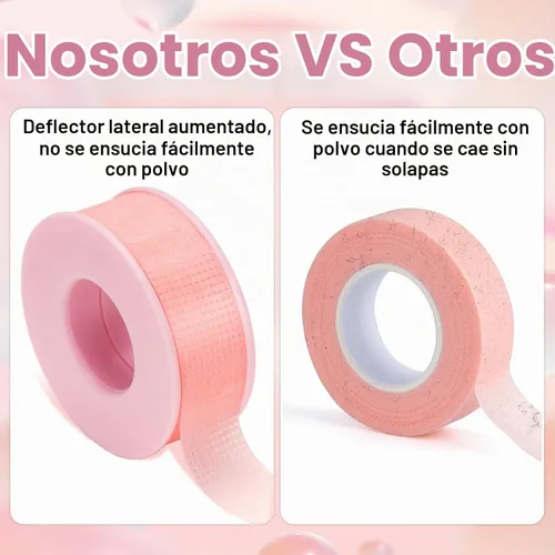 Vista 5 de G2PLUS Cinta de pestañas, 2 rollos de cinta de maquillaje de gel de silicona, cinta de pestañas rosa de 1/2 pulgada x 8 yardas, cinta de extensión
