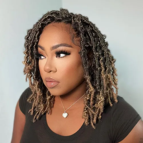 Vista 9 de Toyotress Butterfly Locs - Cabello de ganchillo de 8 pulgadas, 7 piezas de trenzas de ganchillo desgastadas pretrenzadas, color negro natural