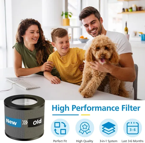 Vista 4 de TT-AP006 Filtro de repuesto compatible con TaoTronics TT-AP006, filtro HEPA 3 en 1 y filtro de carbón activado de alta eficiencia, paquete de 2