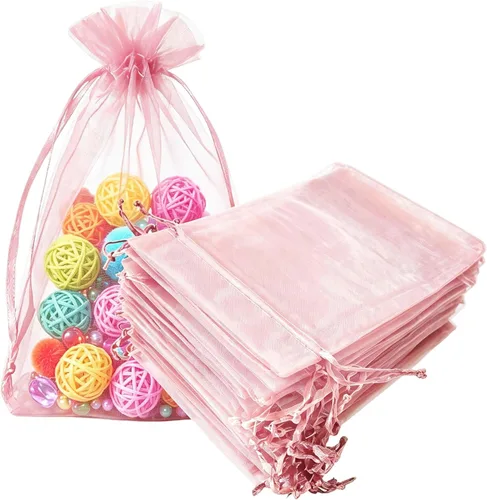 Vista 13 de Paquetes de 50 bolsas de organza de regalo de 4 x 6 pulgadas, cordón negro a granel para baby shower, Navidad, cumpleaños de profesores, recuerdos