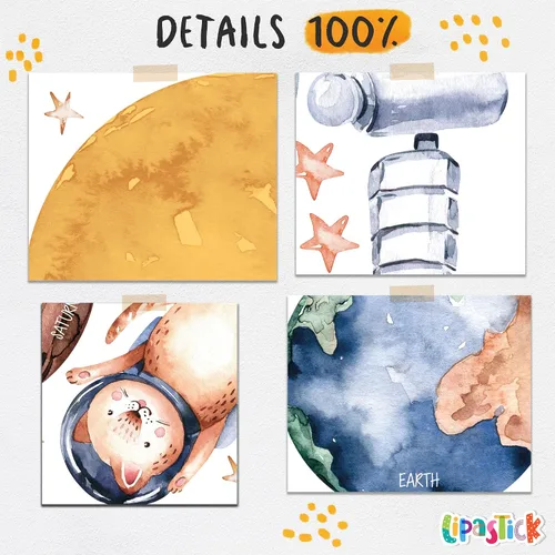 Vista 7 de Lipastick - Calcomanías de pared con temática de planetas y espacio para niños y niñas, calcomanías de vinilo para dormitorio de niños y niñas