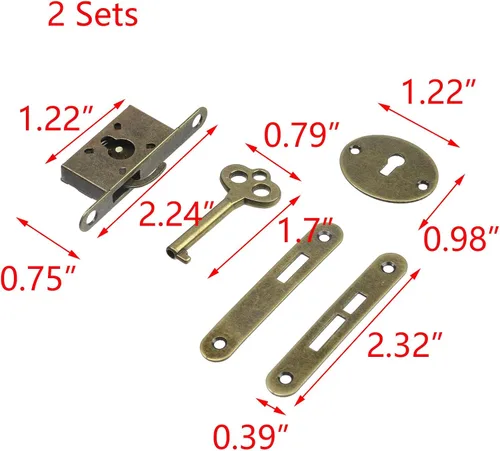 Vista 2 de T Tulead Cerraduras de bronce mini caja de embutir decorativas antiguas cerraduras de caja de joyería cerradura de gabinete de reemplazo 2