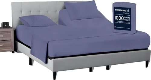 Vista 16 de SGI bedding Sábana Queen de 28" con Parte Superior Dividida Flex Head, 100% Algodón Egipcio, Cuenta de Hilos 1000, Sábana Superior Flex para Cama