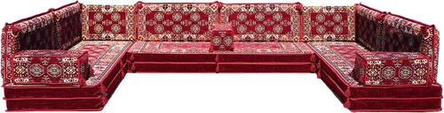 Vista 15 de arabicsofa Sofás seccionales en U hechos a mano – Asientos tradicionales en el suelo estilo Jalsa árabe