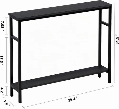 Vista 3 de Timberer - Mesa consola estrecha, mesa de sofá de 39.4 pulgadas con estante ajustable