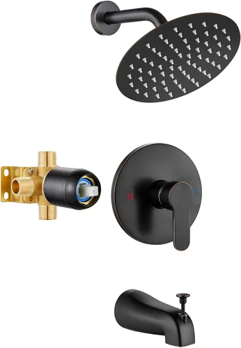 Vista 11 de Airuida Juego de grifo de ducha con boquilla de bañera, grifo de bañera de Negro