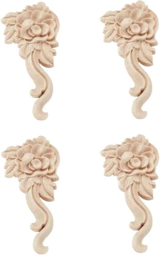 Vista 9 de 4PCS madera tallada Onlay Appliques DIY decoración de muebles, 05