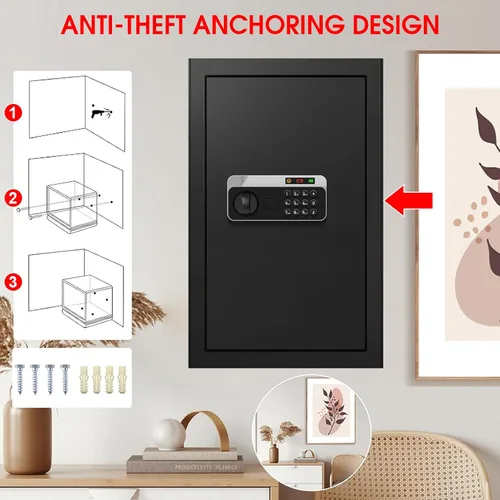 Vista 9 de 5.2 Cuft Large Fireproof Safe, Security Home Safes Water and Fireproof with Digital Keypad, Removable Shelves and Alarm System, Anti-theft Safes for