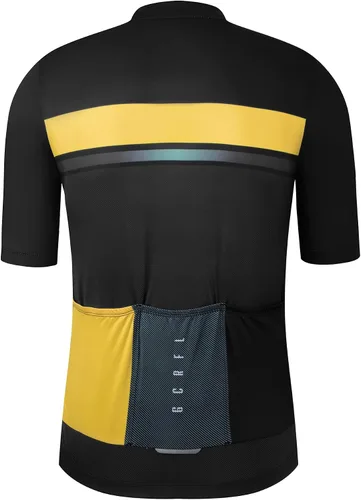 Vista 2 de GCRFL Maillot de ciclismo para hombre, manga corta, para bicicleta de carretera, camiseta de bicicleta, con bolsillo con cremallera, UPF 50+