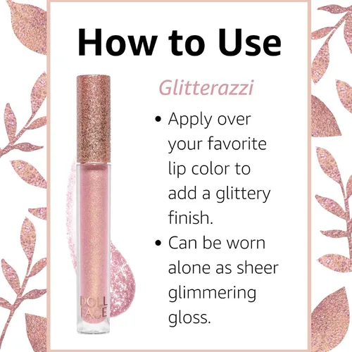 Vista 8 de Doll Face Brillo de labios Glitterazzi Liquid Lip Bling Purpurina con un brillo brillante para labios Acabado transparente Libre de crueldad