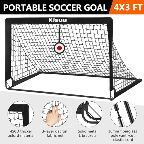 Vista 18 de Portería de fútbol, porterías de fútbol para niños para patio trasero, juego de 2, equipo de entrenamiento de red de fútbol de 4 x 3 pies, portería