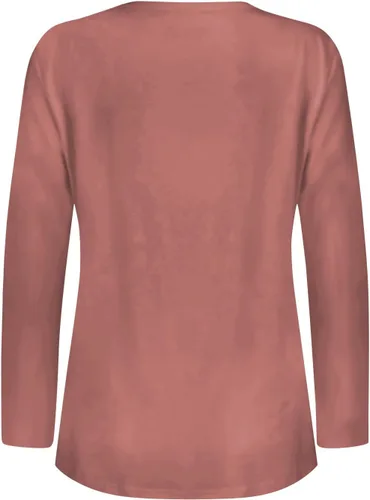 Vista 4 de Womens Long Sleeve T-Shirts V-Neck Botton Sweatshirt Solid Vintage Shirt Oversized Casual Top Comfy Cute Blouse