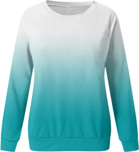 Vista 4 de SHAOBGE Sudadera de otoño con cuello redondo para mujer, ligera, casual, de manga larga, de gran tamaño, linda sudadera con capucha