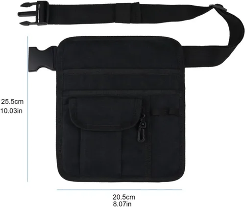 Vista 4 de LUFOX Bolsa para servidor, bolsa de restaurante para camarero, bolsa de dinero, bolsa de delantal de restaurante con cinturón ajustable, Negro