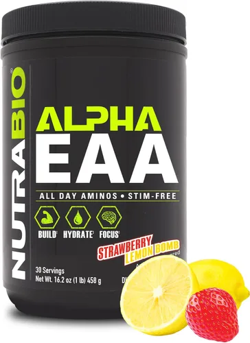 Vista 12 de NutraBio Alpha EAA - Aminoácidos de Todo el Día para el Crecimiento Muscular e Hidratación - Aminoácidos Esenciales con Nootrópicos y Adaptógenos