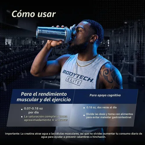 Vista 5 de BodyTech Elite - Monohidrato de creatina alemana en polvo, limón azul