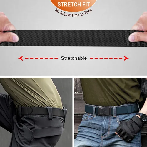 Vista 6 de BULLIANT Cinturón para hombre, paquete de 2 unidades, correa elástica de nailon para regalo, para hombre, trabajo, deportes, caza, senderismo
