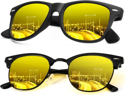 Vista 38 de KALIYADI Gafas de sol polarizadas para hombres y mujeres, marco semi sin montura, para conducir con bloqueo UV A01-(1 Pack) Tortuga Mate G15