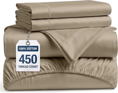 Vista 11 de LANE LINEN Sábanas de cama individual – 450TC algodón peinado de fibra larga de alta calidad, color blanco Soft & Breathable Twin Sheet &